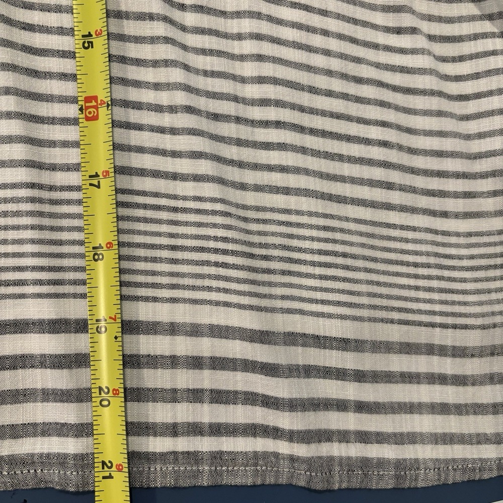 Tommy Bahama Small Blouse Gray White Striped Lucia Isle Shirt Top Coastal Flowy - Picture 7 of 9